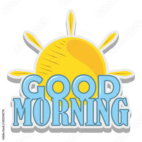 good morning sun sticker cartoon design