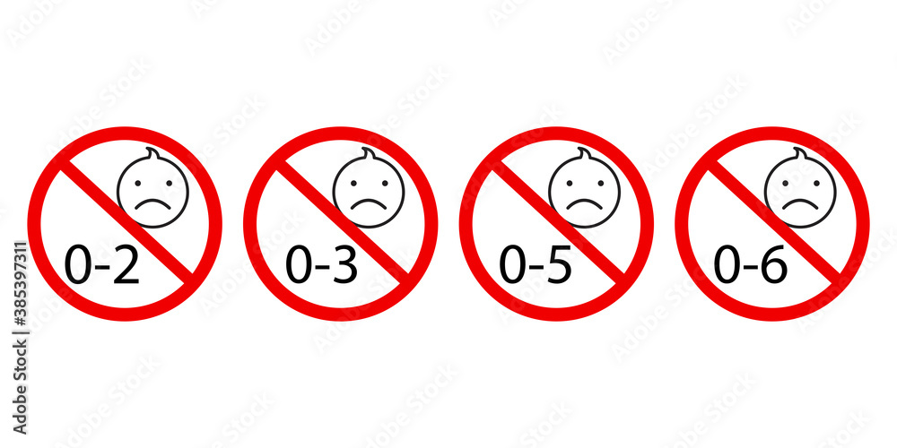 Children age restriction signs set. Limit symbol for kids. Toddler