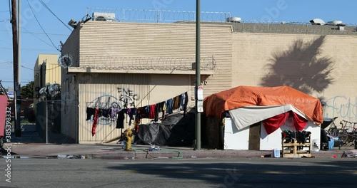 Makeshift shelter for a homeless person on the streets
