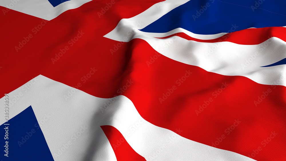 British UK United Kingdom Flag Country Closeup 3D Rendering with fabric silk cotton polyester texture for background banner British UK United Kingdom Flag Country Closeup 3D Rendering with fabric silk cotton polyester texture for background banner
