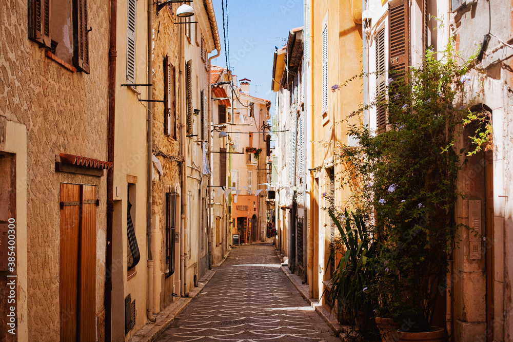 Street of old town Antibes, France 