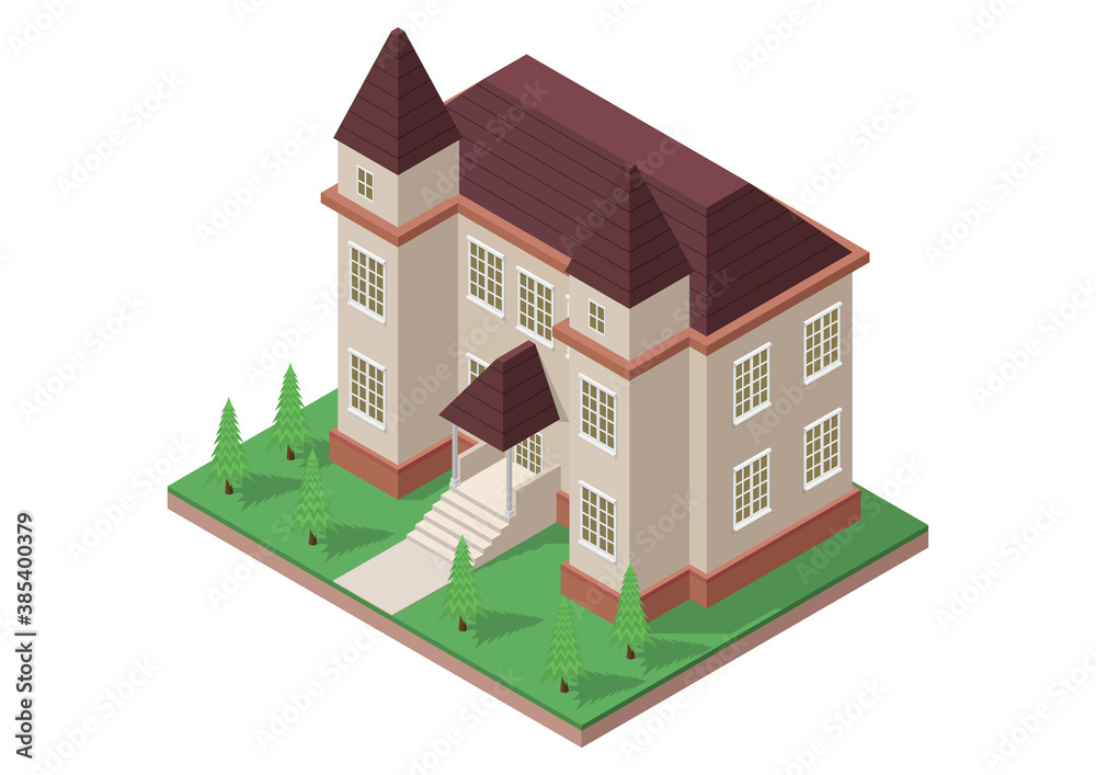 Isometric of victorian style house. Isometric of victorian style house.
