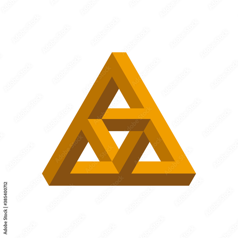 Penrose Triangle. Impossible shape. Optical illusion. Vector illustration. Penrose Triangle. Impossible shape. Optical illusion. Vector illustration.