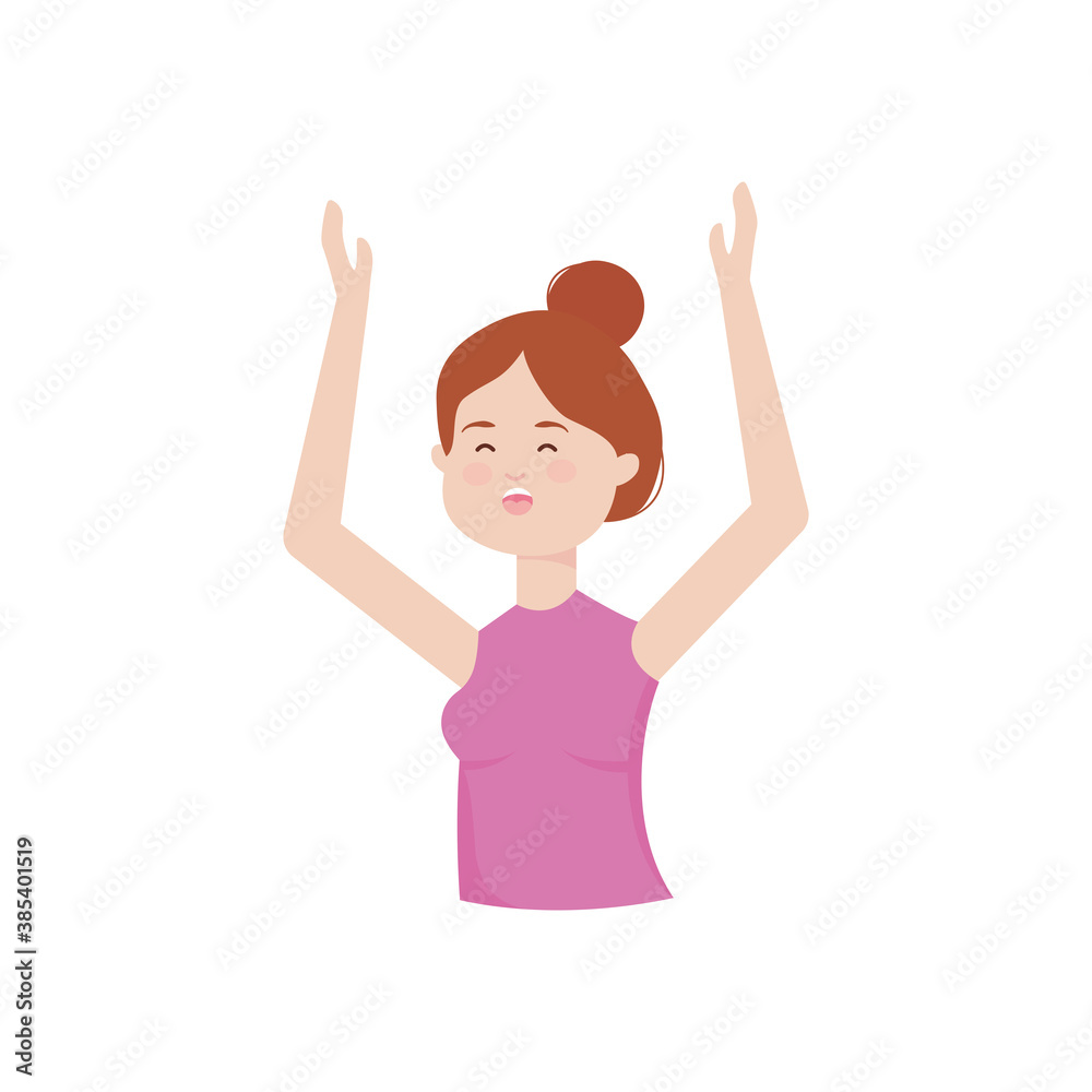 cartoon happy woman singing icon, flat style cartoon happy woman singing icon, flat style