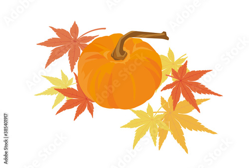 飾りかぼちゃと紅葉