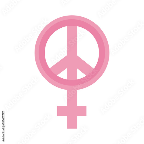 female gender and peace symbols flat style icon
