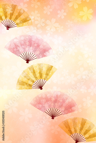 桜　扇子　年賀状　背景