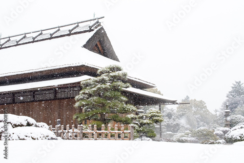 冬の岡山後楽園 岡山城 雪景色