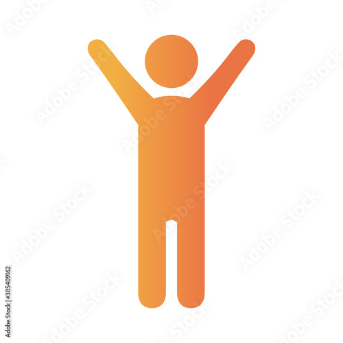 man avatar figure with hands up degradient style icon