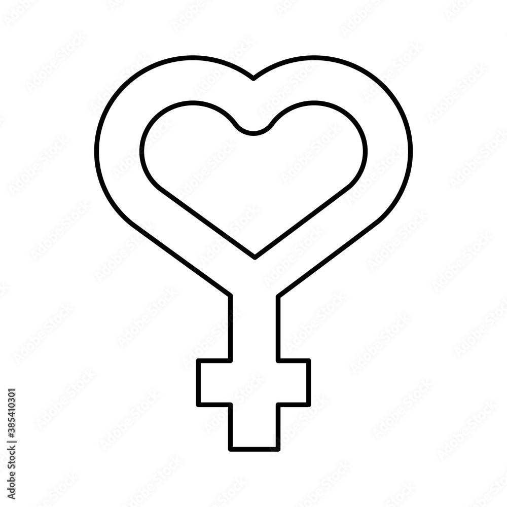 female gender symbol with heart line style icon female gender symbol with heart line style icon