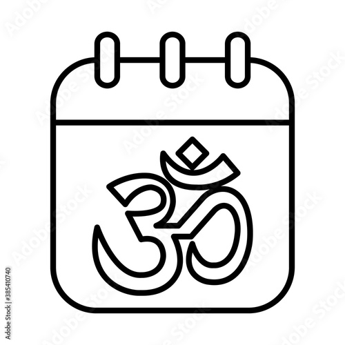 calendar with ohm symbol icon, line style