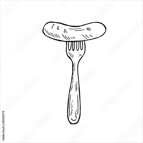 Sausage fork, doodle style, Oktoberfest