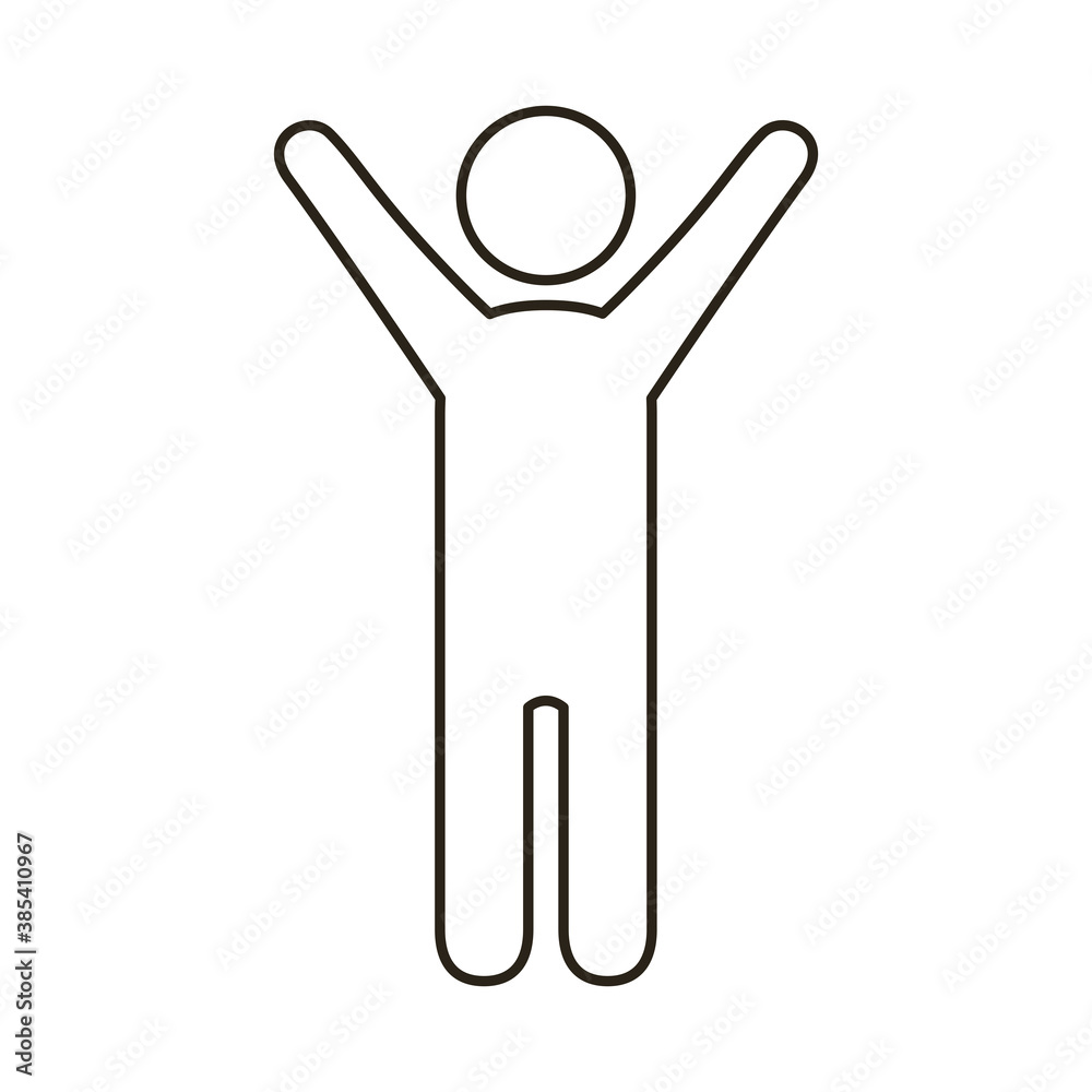 man avatar figure with hands up line style icon