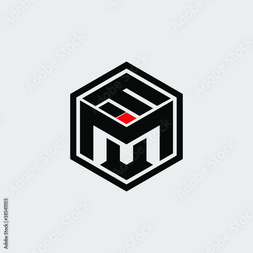 Hexagone Logo initial F, M, I design vector 