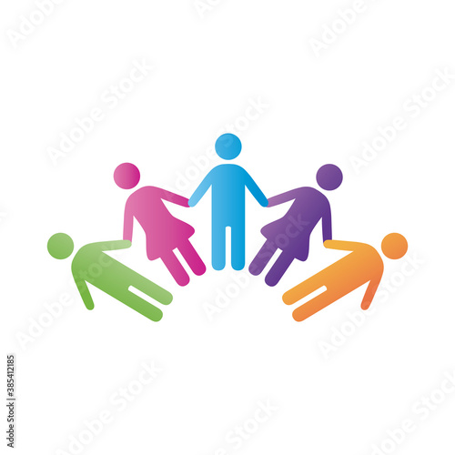 group of community figures around degradient style icon
