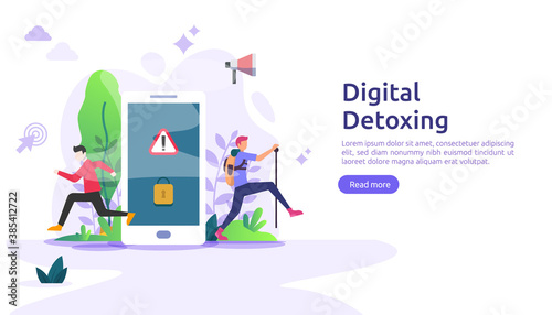 Digital detox lifestyle concept illustration template for web landing page, banner, presentation, social, poster, ad, promotion or print media.