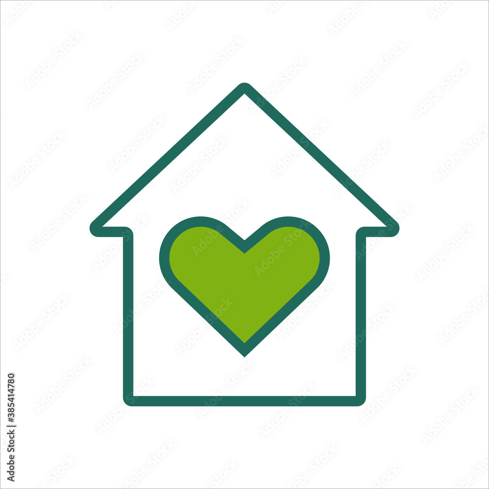 home icon. home icon with heart. home icon concept for mobile and web design, design element. home icon logo illustration. 