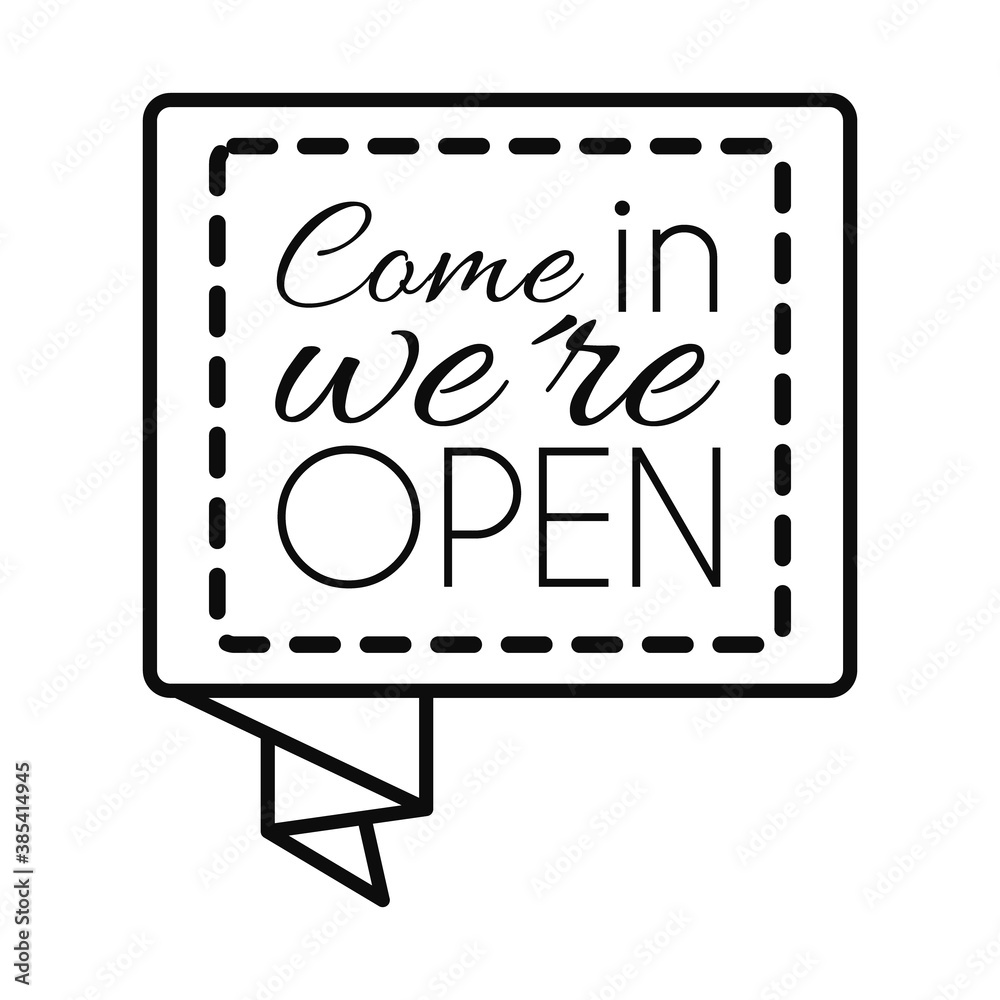 speech square bubble of we are open sign, line style speech square bubble of we are open sign, line style