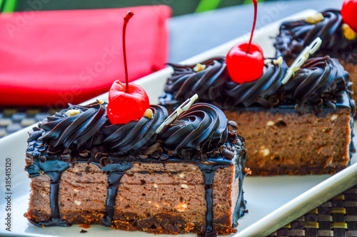 Black forest chocolate cake with cherry