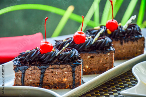 Black forest chocolate cake with cherry