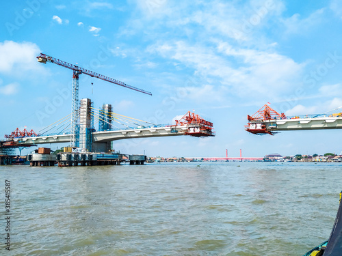 bridge construction with crane