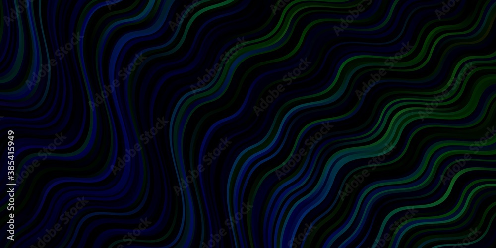 Light Blue, Green vector pattern with curved lines. Abstract gradient illustration with wry lines. Template for your UI design.