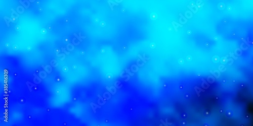 Dark BLUE vector template with neon stars. Blur decorative design in simple style with stars. Design for your business promotion.