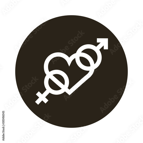 heterosexual gender symbol in heart block style icon