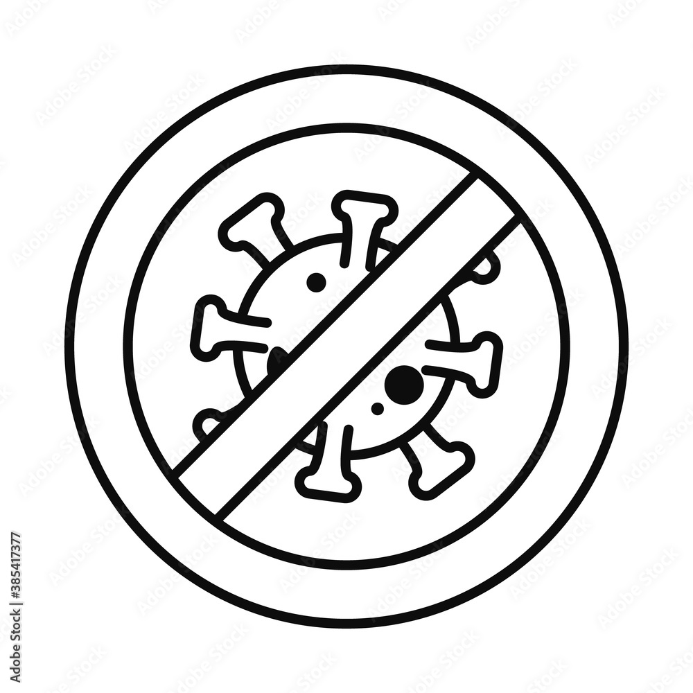 coronavirus prohibited sign icon, line style coronavirus prohibited sign icon, line style