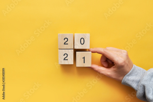 2021 the numbers on wooden cubes. Coming soon in 2021