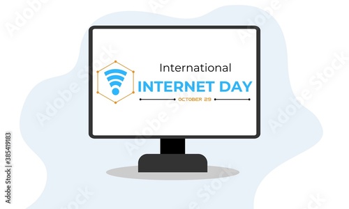 Vector Illustration of Computer International Internet Day. Flat Design Style suitable for banner poster  web  background