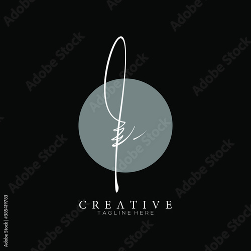 Elegant Letter I L White Handwriting Signature Logo Design Template with Circle Background