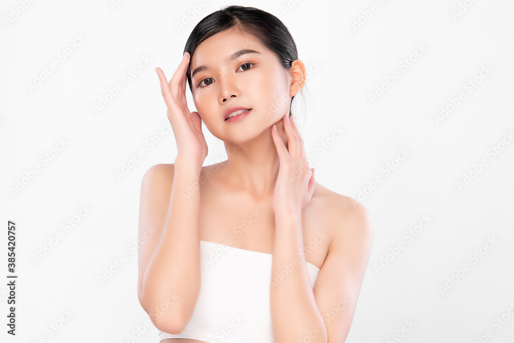 Beautiful young asian woman with clean fresh skin on white background, Face care, Facial treatment, Cosmetology, beauty and spa, Asian women portrait Beautiful young asian woman with clean fresh skin on white background, Face care, Facial treatment, Cosmetology, beauty and spa, Asian women portrait