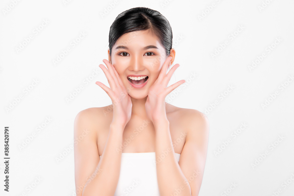 Beautiful young asian woman with clean fresh skin on white background, Face care, Facial treatment, Cosmetology, beauty and spa, Asian women portrait Beautiful young asian woman with clean fresh skin on white background, Face care, Facial treatment, Cosmetology, beauty and spa, Asian women portrait