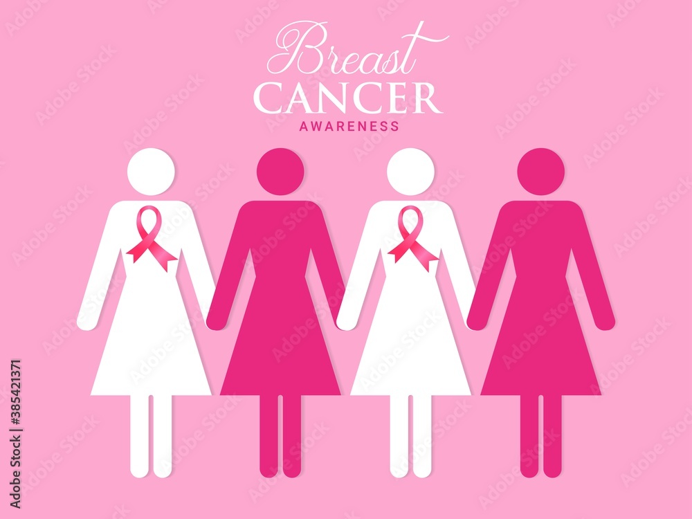 poster breast cancer awareness month with women silhouette vector illustration poster breast cancer awareness month with women silhouette vector illustration