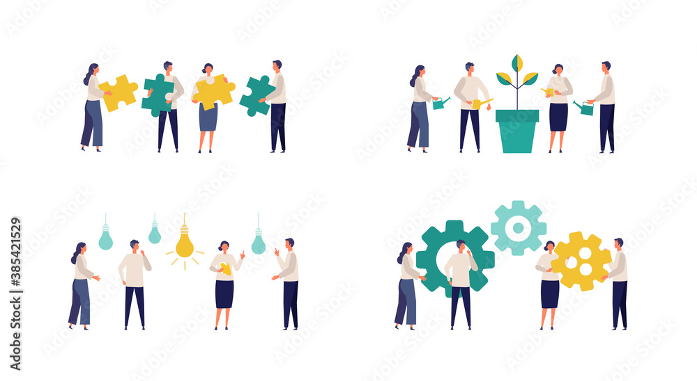 People cooperation concept. Partnership vector illustration.