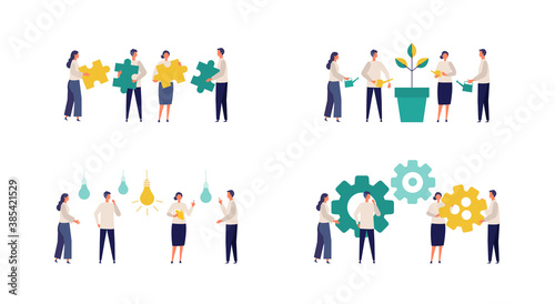 People cooperation concept. Partnership vector illustration.