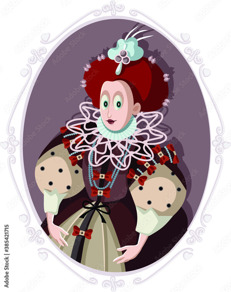 Queen Elizabeth I Vector Caricature Illustration Stock Vector | Adobe Stock