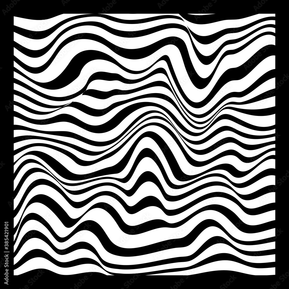 Abstract Geometric Background of Fluid Waves with Fashionable Striped Surface Pattern - Black and White, Vector Swirls Abstract Geometric Background of Fluid Waves with Fashionable Striped Surface Pattern - Black and White, Vector Swirls