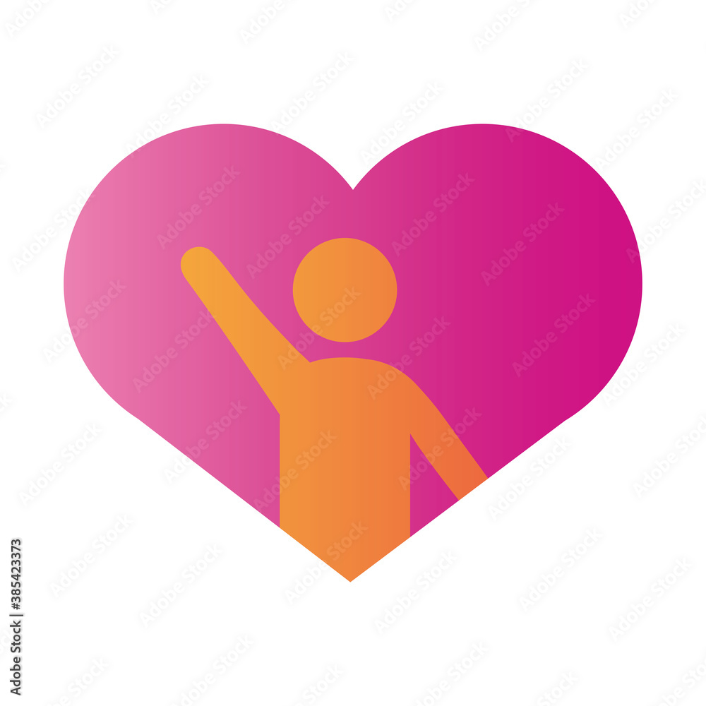man avatar figure in heart degradient style icon man avatar figure in heart degradient style icon
