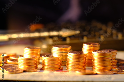 stack of coins on the table