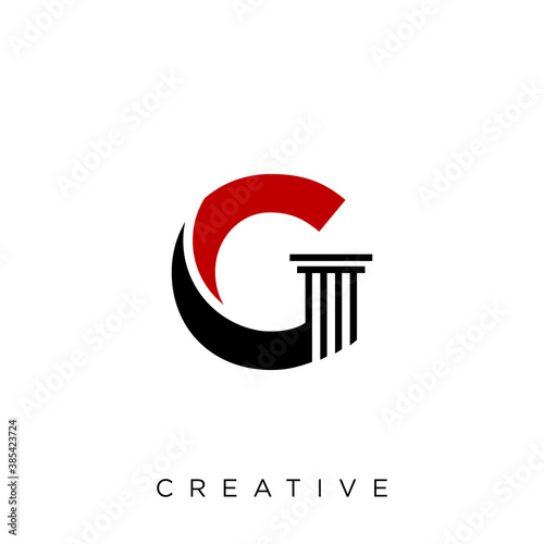 g pillar law logo illustration design vector 