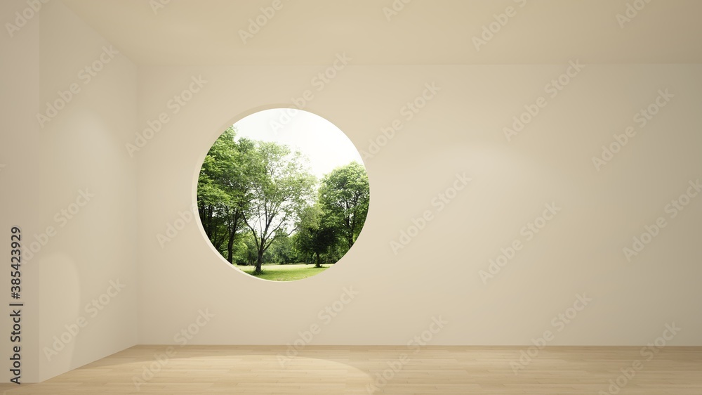 Fototapeta premium The interior minimal Empty space 3d rendering and nature view background
