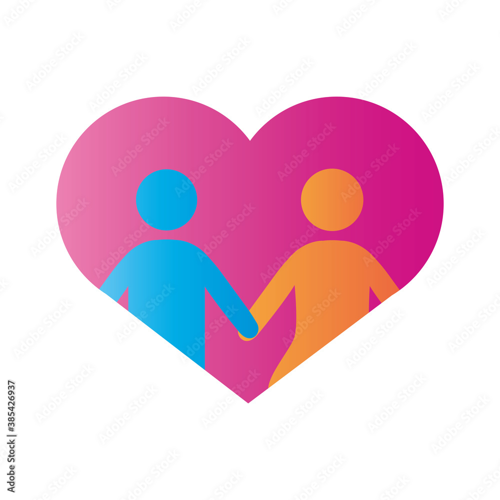 couple figures in heart degradient style icon couple figures in heart degradient style icon