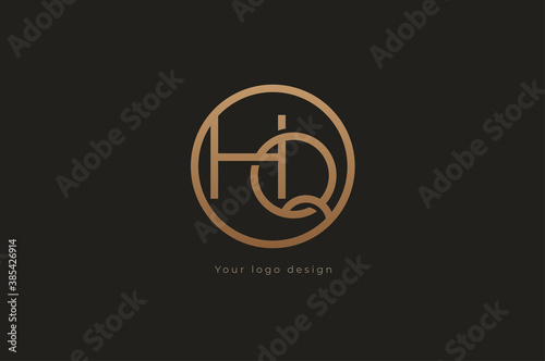 Abstract initial letter H and Q logo, usable for branding and business logos, Flat Logo Design Template, vector illustration