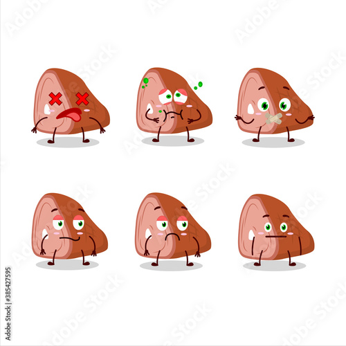 Meat cartoon in character with nope expression