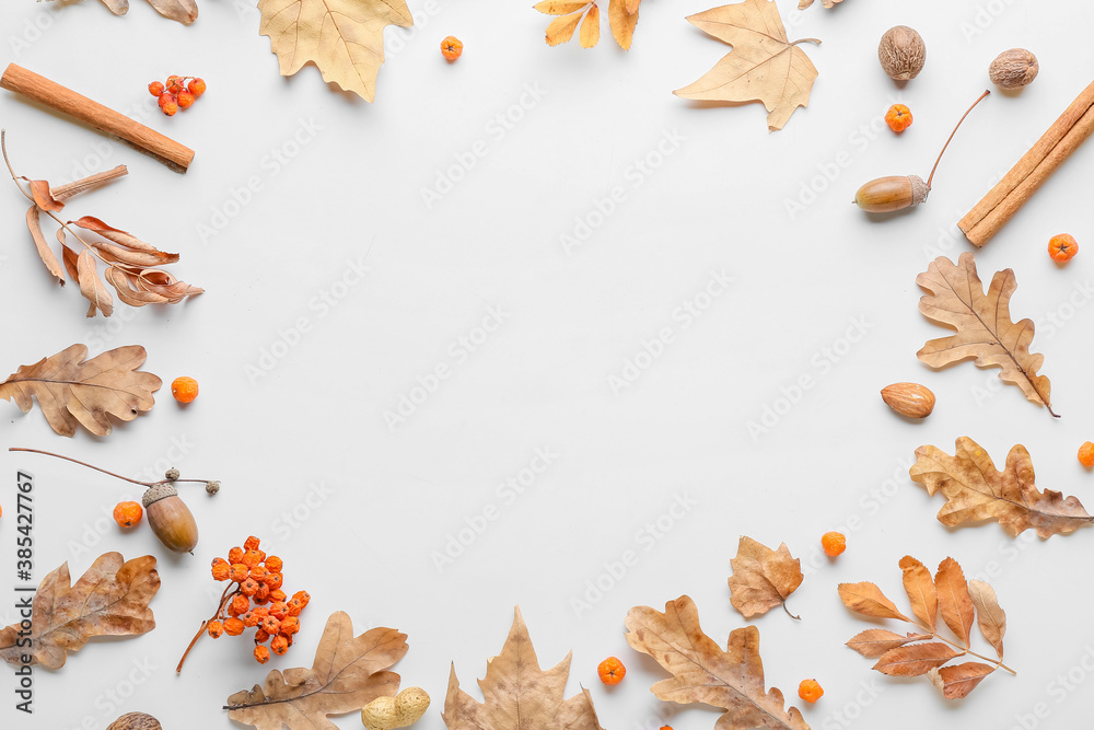 Beautiful autumn composition on white background Beautiful autumn composition on white background