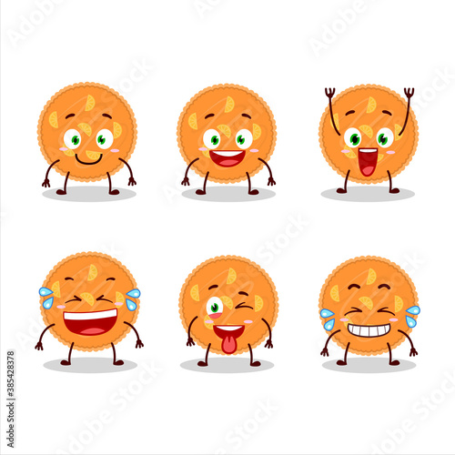 Fototapeta Naklejka Na Ścianę i Meble -  Cartoon character of orange pie with smile expression