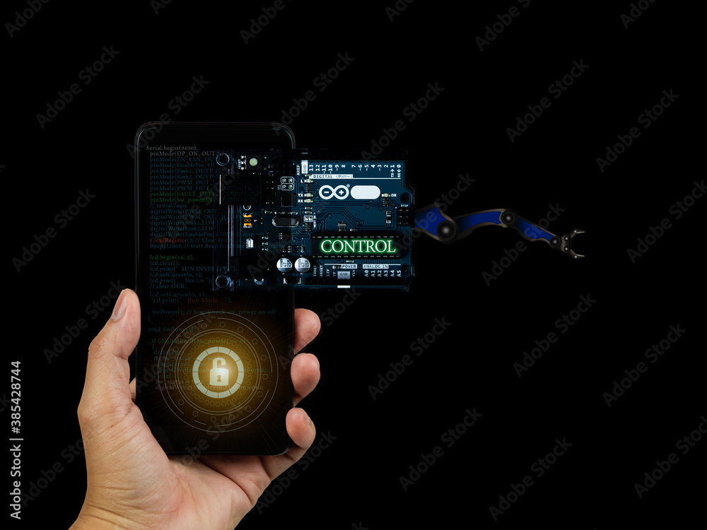 Arduino control broad element photo with infographic details Stock ...