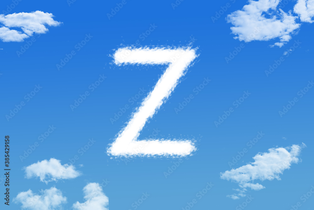 Obraz premium Letter z cloud shape on blue sky